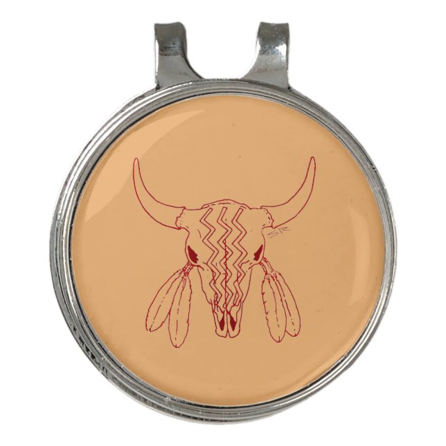Red Ghost Dance Buffalo line tan hat clip (Front)