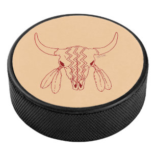 Red Ghost Dance Buffalo line tan hockey puck