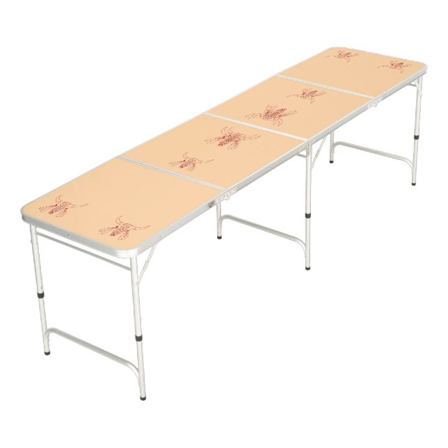 Red Ghost Dance Buffalo line tan ping pong table (Angled)