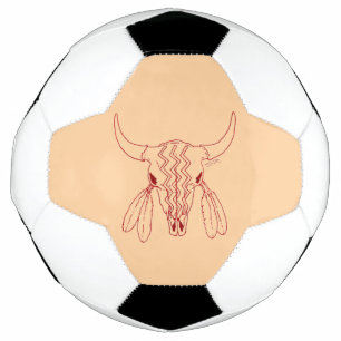 Red Ghost Dance Buffalo line tan soccer ball