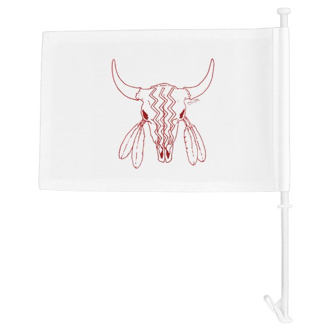 Red Ghost Dance Buffalo line white car boat flag (Back)