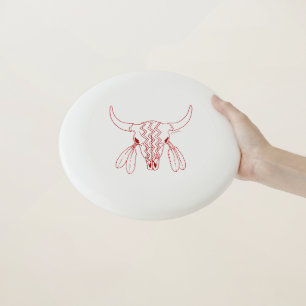 Red Ghost Dance Buffalo line white Frisbee