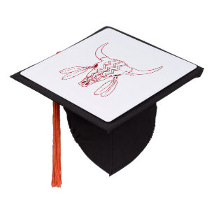 Red Ghost Dance Buffalo line white graduation cap