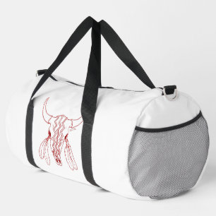 Red Ghost Dance Buffalo line white lg duffel bag