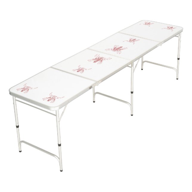 Red Ghost Dance Buffalo line white ping pong table (Angled)