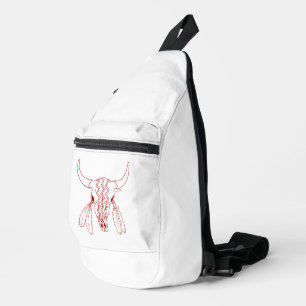 Red Ghost Dance Buffalo line white sling backpack Bag