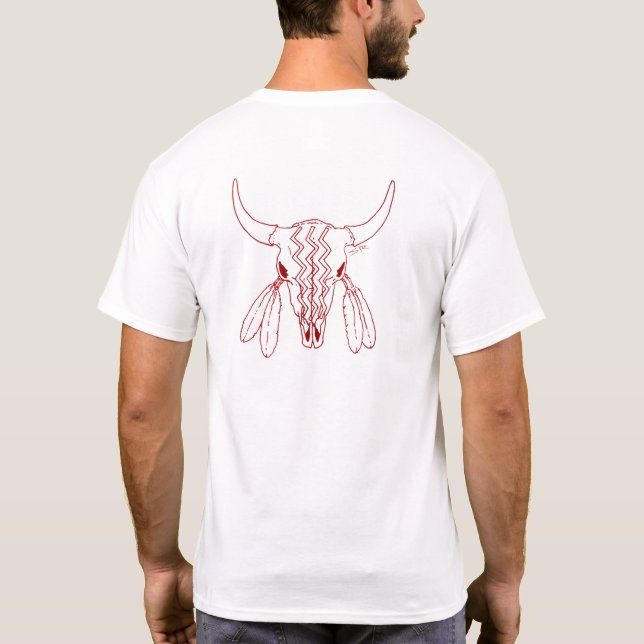 Red Ghost Dance Buffalo line white t-shirt back (Back)