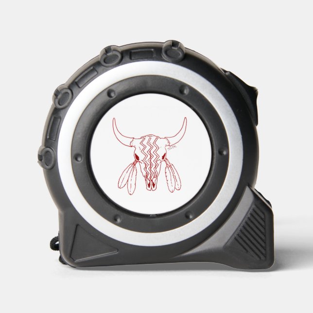 Red Ghost Dance Buffalo line white tape measure (Front)