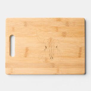 Red Ghost Dance Buffalo line wooden cutting board