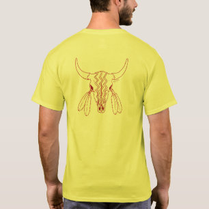 Red Ghost Dance Buffalo line yellow t-shirt back