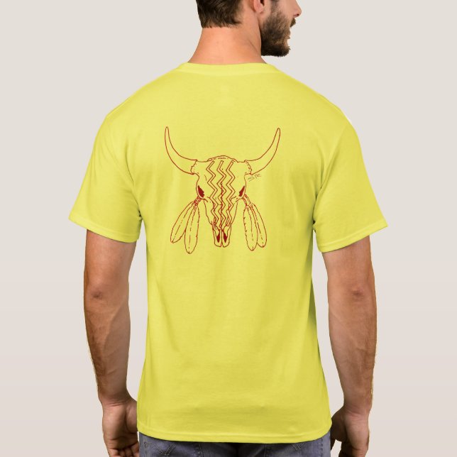Red Ghost Dance Buffalo line yellow t-shirt back (Back)