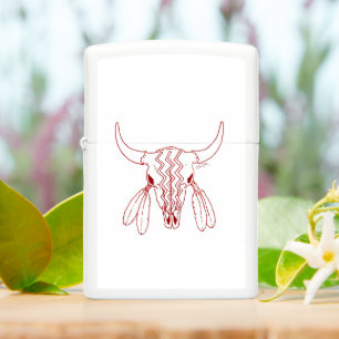 Red Ghost Dance Buffalo line Zippo white lighter