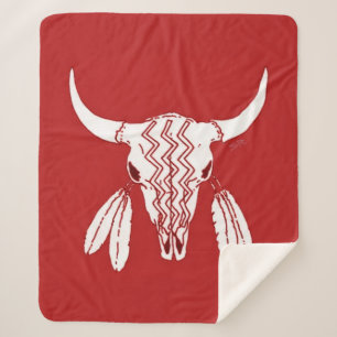Red Ghost Dance Buffalo medium sherpa blanket