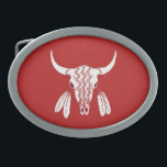 Red Ghost Dance Buffalo oval silver belt buckle<br><div class="desc">Red Ghost Dance Buffalo belt buckles are for Native Americans,  cowboys,  westerners,  those interested in the Early West or Old West,  history buffs,  those interested in shamanic rituals,  animal skull collectors,  and those who admire the spirit of the American buffalo. Red Ghost Dance Buffalo is Steamy Raimon original art.</div>