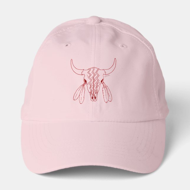 Red Ghost Dance Buffalo pink golf performance cap (Front)