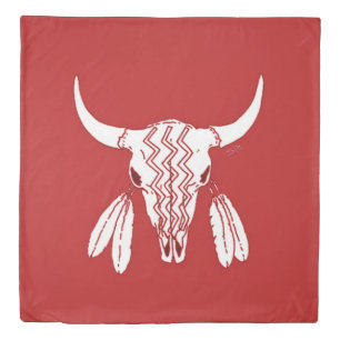Red Ghost Dance Buffalo queen duvet cover
