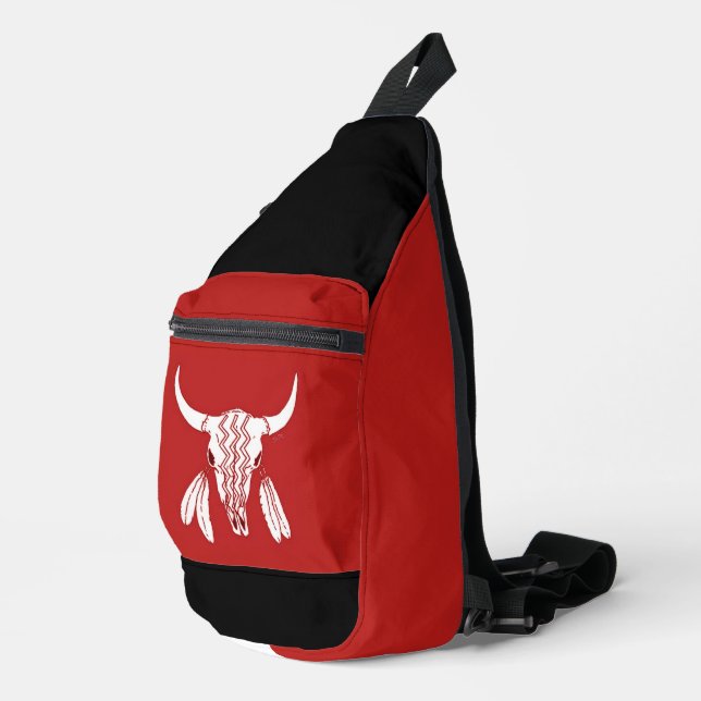 Red Ghost Dance Buffalo rb sling bag backpack (Right Corner)