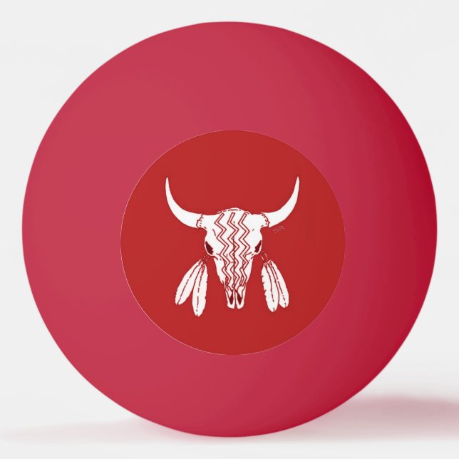 Red Ghost Dance Buffalo red 1 star ping pong ball (Front)