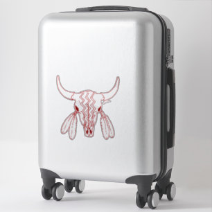 Red Ghost Dance Buffalo red line contour sticker