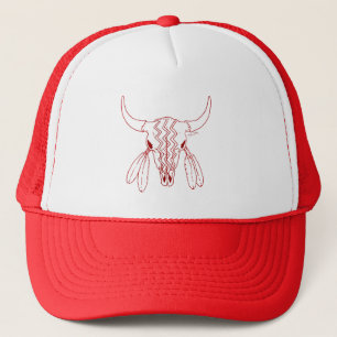 Red Ghost Dance Buffalo red line red trucker hat