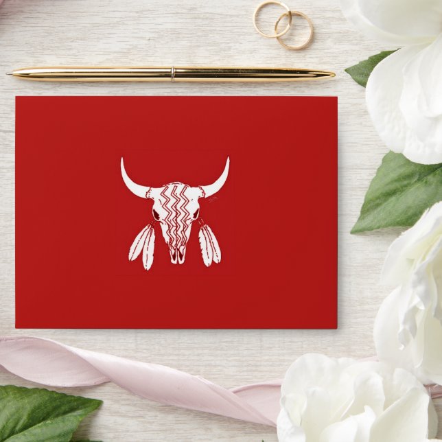 Red Ghost Dance Buffalo red std envelopes center (Wedding)