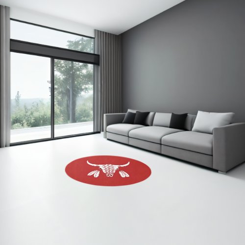 Red Ghost Dance Buffalo round indoor rug