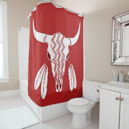 Red Ghost Dance Buffalo shower curtain