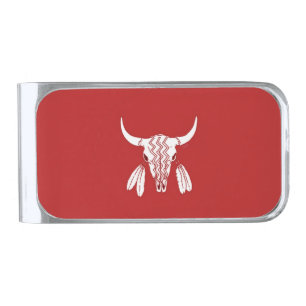 Red Ghost Dance Buffalo silver money clip