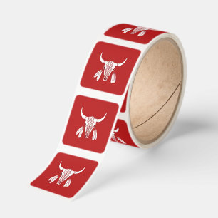 Red Ghost Dance Buffalo small square stickers roll