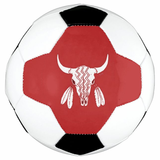 Red Ghost Dance Buffalo soccer ball (Front)