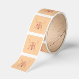 Red Ghost Dance Buffalo tan sm sq stickers roll