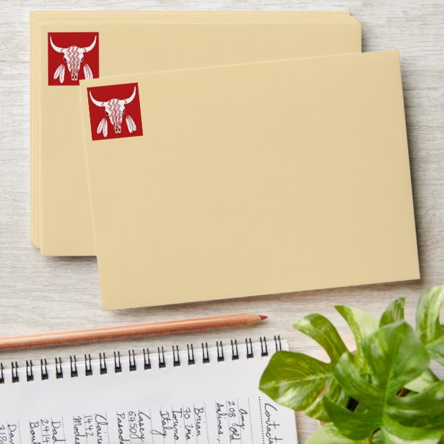 Red Ghost Dance Buffalo tan std envelopes front (Stacked)