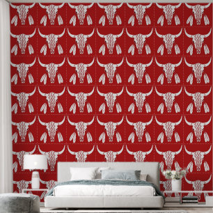 Red Ghost Dance Buffalo textured vinyl wallpaper Wallpaper