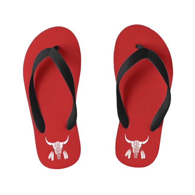 Red Ghost Dance Buffalo toddler flip flops (Footbed)