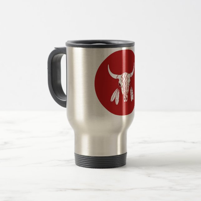 Red Ghost Dance Buffalo travel mug (Front Left)
