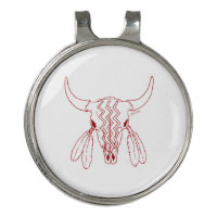 Red Ghost Dance Buffalo white line hat clip