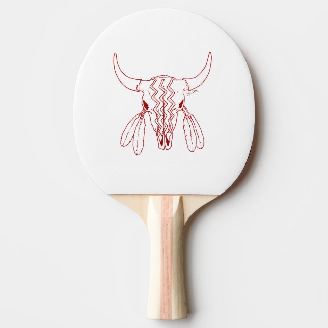 Red Ghost Dance Buffalo white ping pong paddle (Front)