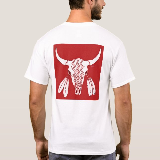 Red Ghost Dance Buffalo white t-shirt back (Back)