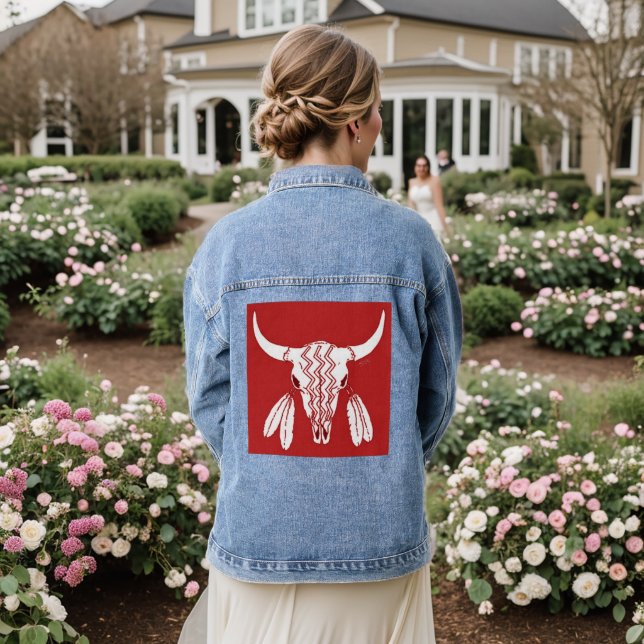 Red Ghost Dance Buffalo women denim jacket (Wedding Back)