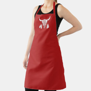 Red Ghost Dance Buffalo women red chef apron