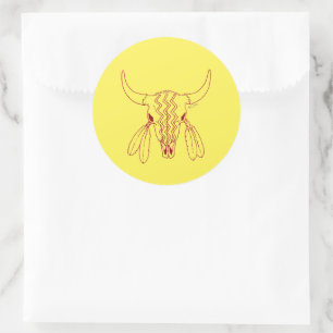Red Ghost Dance Buffalo yellow round lg stickers