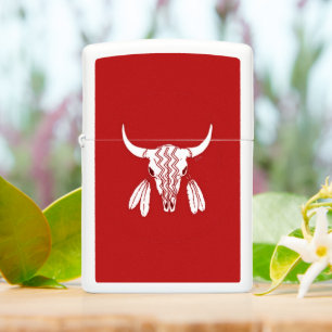 Red Ghost Dance Buffalo Zippo white lighter