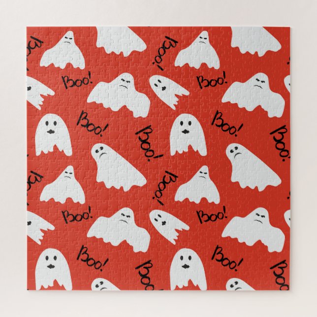 Red Ghosts: Halloween Vintage Pattern Jigsaw Puzzle (Vertical)