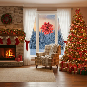 Red Gift Bow Extra Large Window Cling