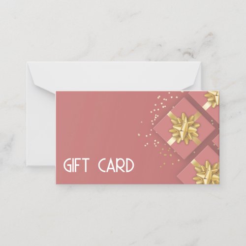 Red Gift Box Festive Gold Bow Modern Gift Card