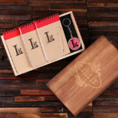 Red Gift Set: Monogram Keychain & Spiral Notebook (Inside)