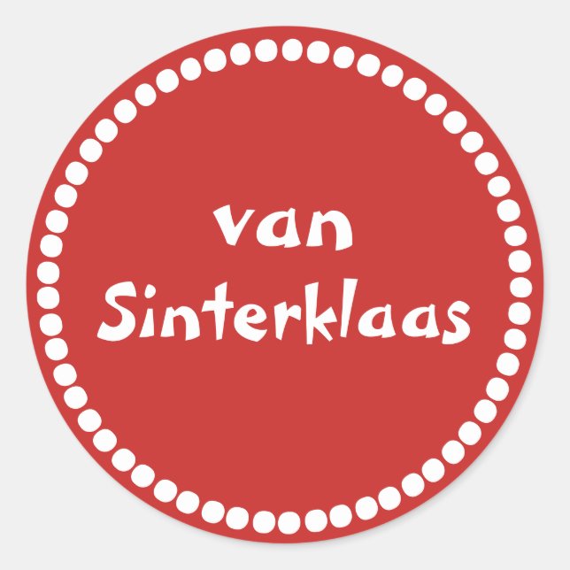Red gift sticker text from Sinterklaas (Front)