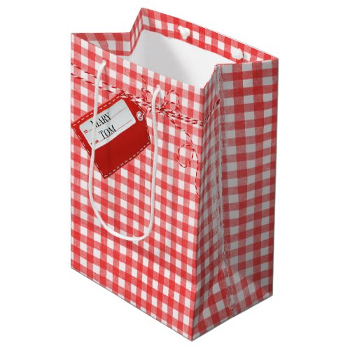 Red Gift Tag On Gingham Medium Gift Bag