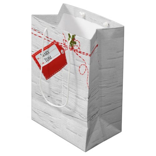 Red Gift Tag On White Birch Medium Gift Bag