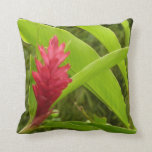 Red Ginger Flower (Alpinia) Throw Pillow